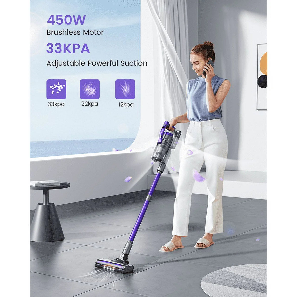 Cordless Stick Vacuum Cleaner 450W 33KPa Lightweight J231286