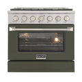 Olive Green 4 Burner Dual Fuel Range N283