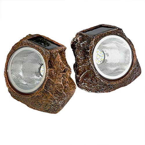 2 Pack 10 LED Waterproof Solar Powered Rock Light F70655