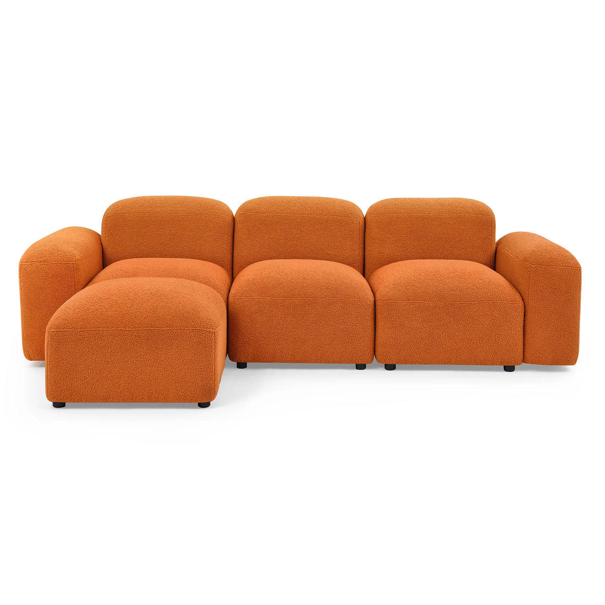 L-Shape Modular Sectional Sofa with 2 Pillows Teddy Fabric Orange M92492