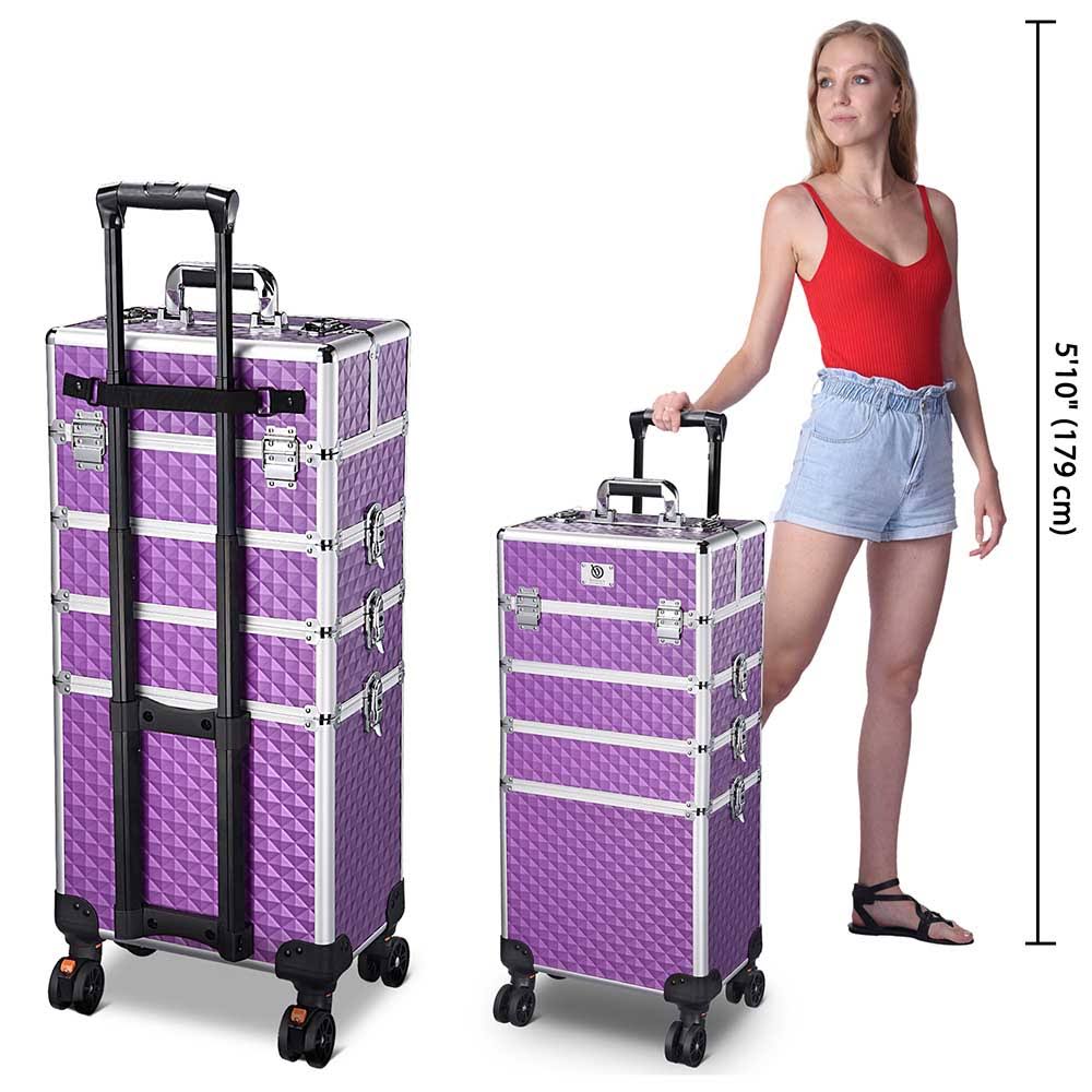 Black Aluminum Rolling Cosmetic Train Case K164