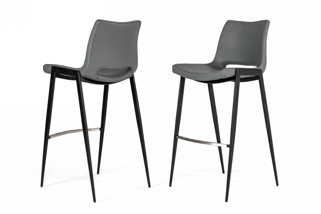 Modern Gray Eco-Leather Bar Stool (Set of 2) D7880
