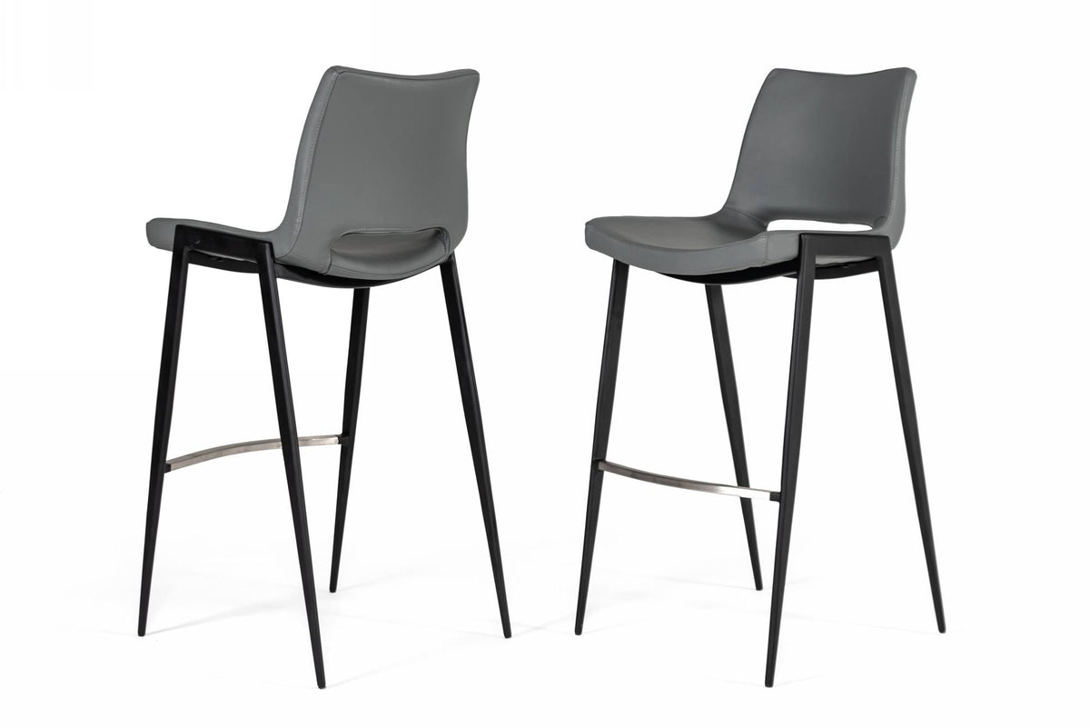 Modern Gray Eco-Leather Bar Stool (Set of 2) D7880