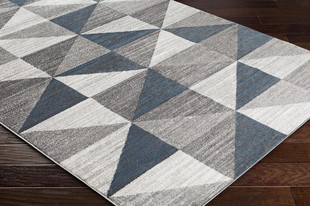 Sky Blue Navy Grey White Square Area Rug X825662