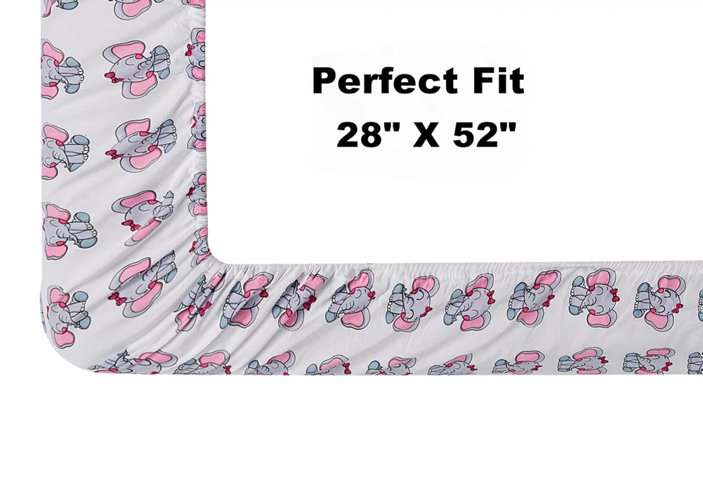 4 Pack Pink Fitted Crib Sheet Set R8716