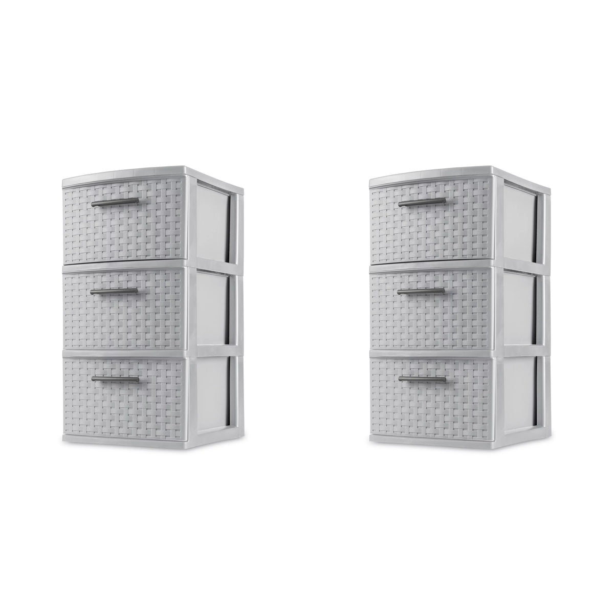 3 Drawer Plastic Weave Tower Set of 2 Z27103