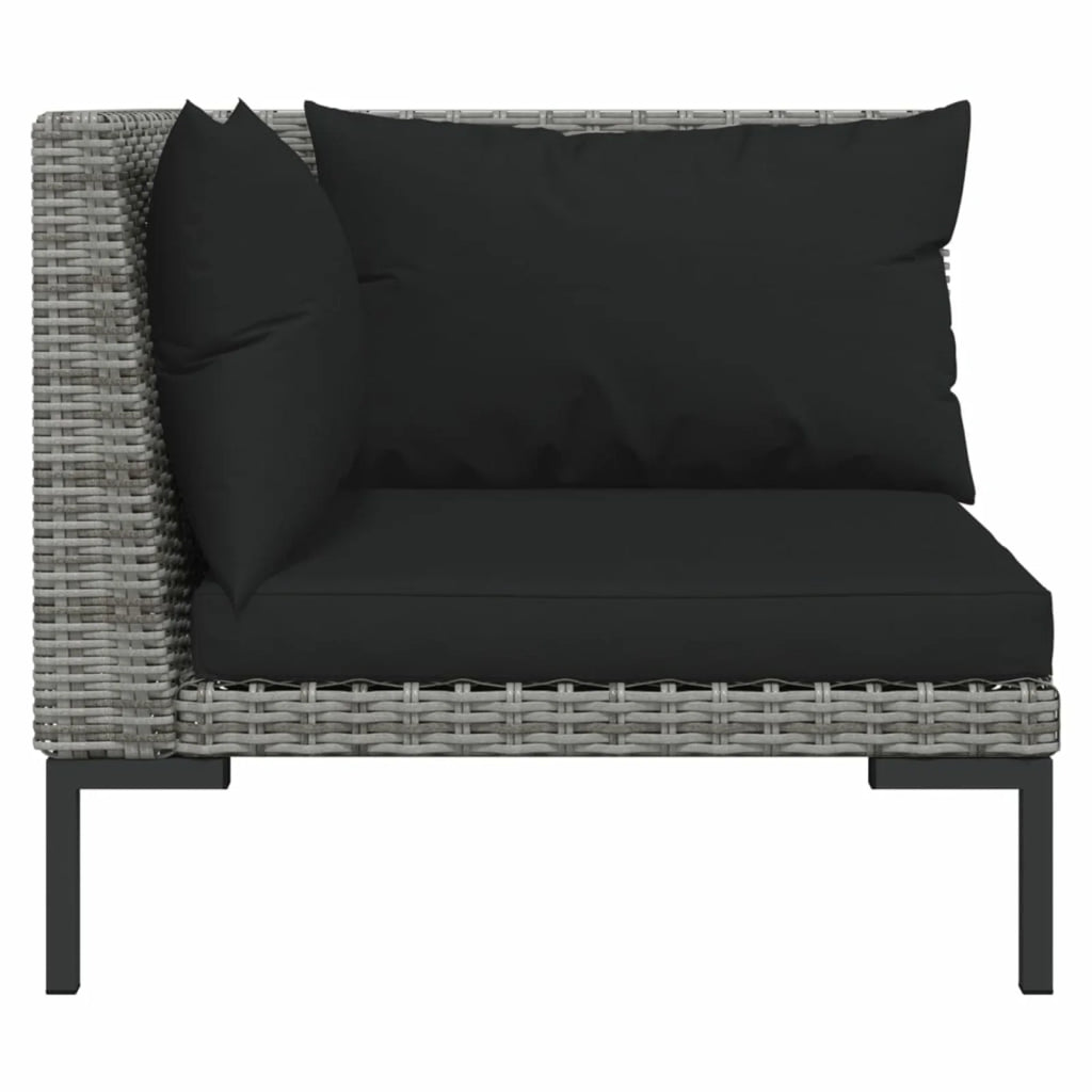 3 Piece Dark Gray Half Round Poly Rattan Patio Sofa Set D882
