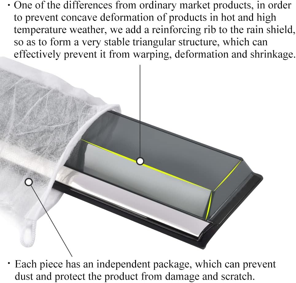 Smoke Gray Polycarbonate Window Wind Deflector with 304 Stainless Steel Trim I66383
