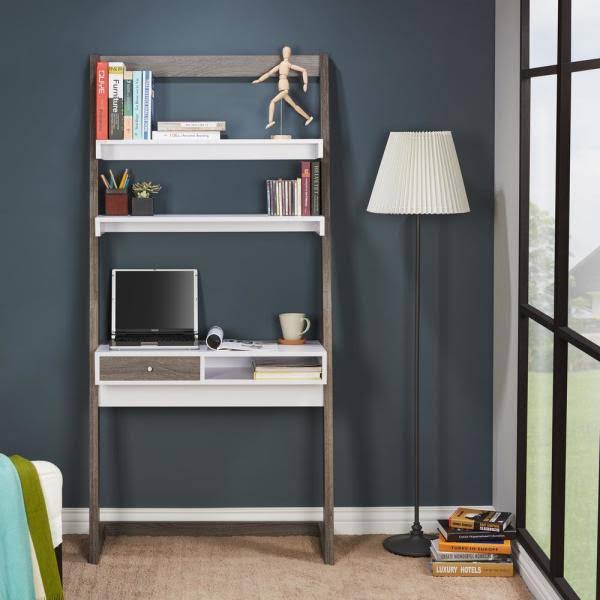 Distressed Gray Desk with 3-Shelves U655
