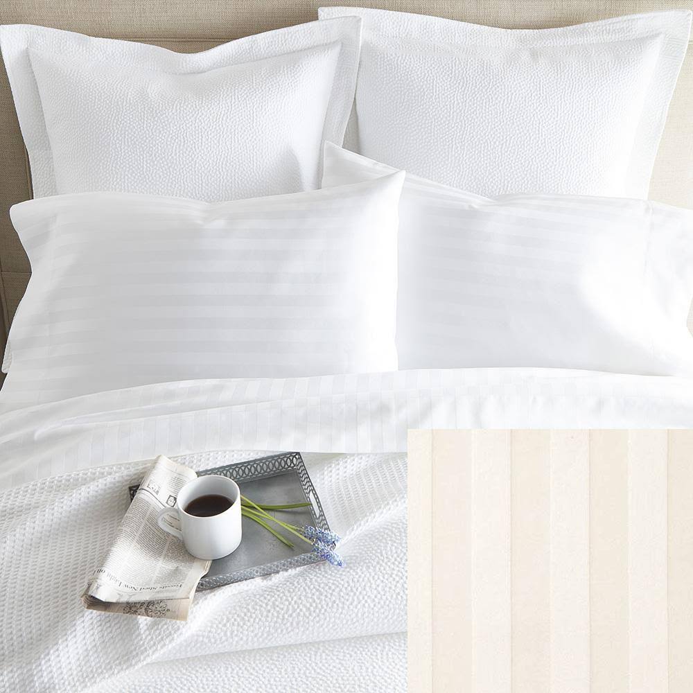 Ivory Striped Sateen Fitted Sheet Twin XL C21235