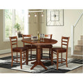 Espresso Round Solid Wood Extension Dining Table with 4 Counter Height Stools P59152