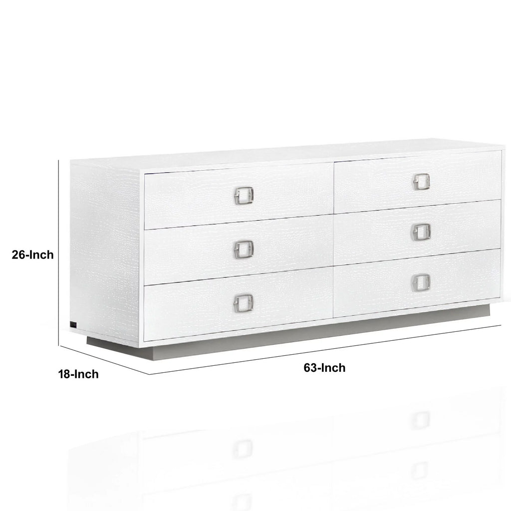 White 6 Drawer Dresser C72155