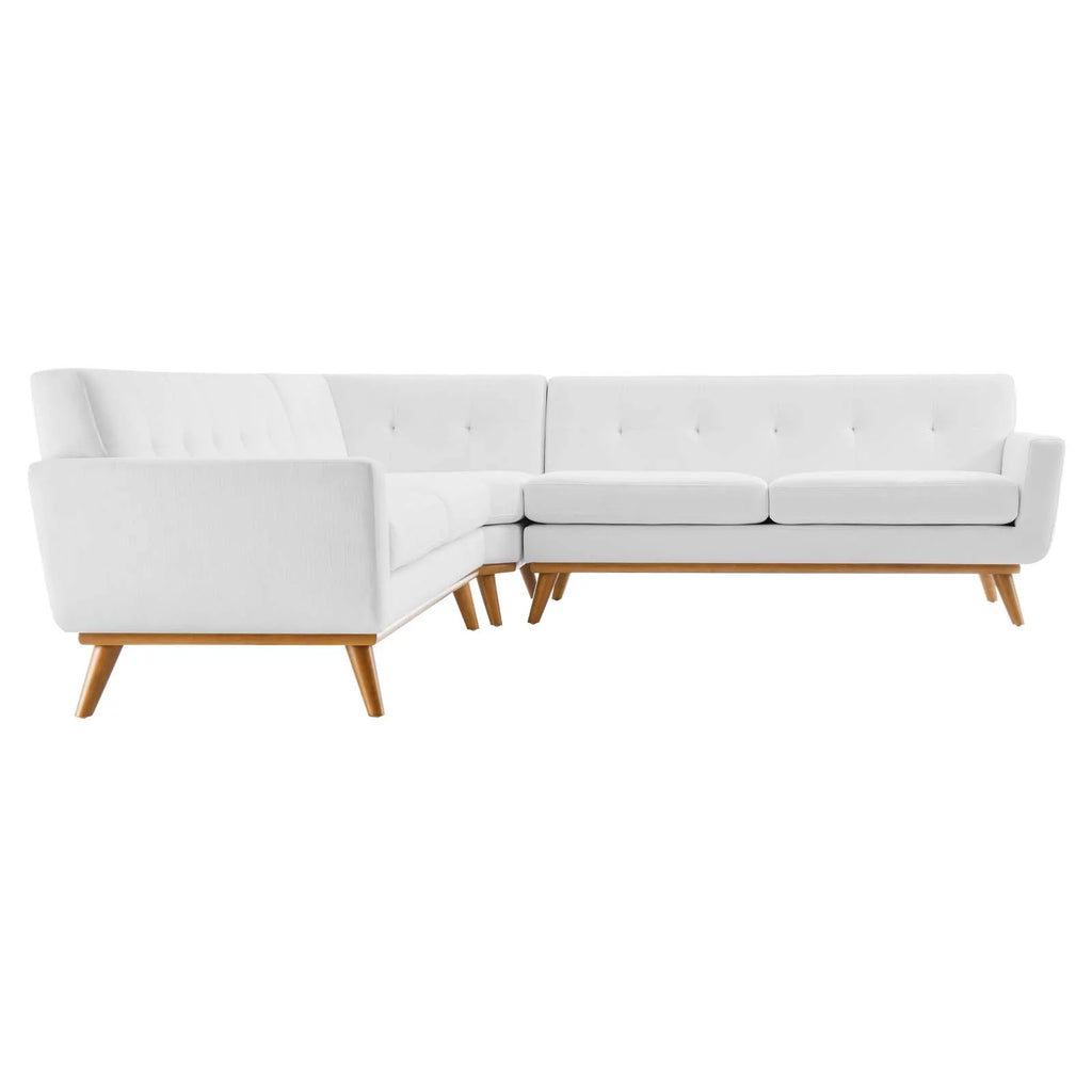 White Upholstered Fabric Sectional Sofa V61732