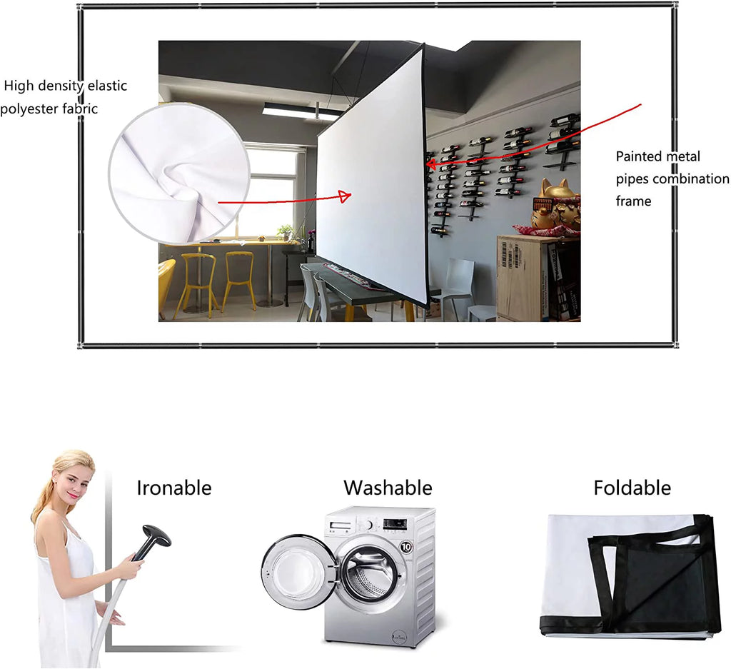 Foldable Projector Screen 120 inch 16:9 HD 4K Anti-Crease O258