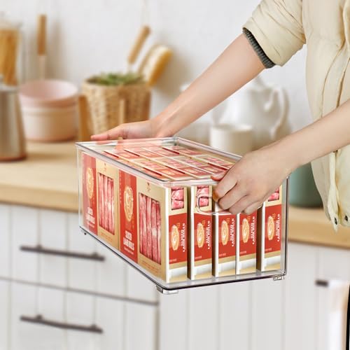 2 Pack Deep Freezer Organizer Bins, Stackable Chest Freezer Storage Bins, Food-Grade Plastic Z16849