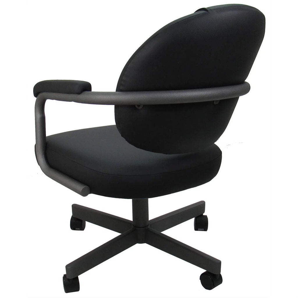 Black Vinyl Swivel Metal Dining Caster Chair S910