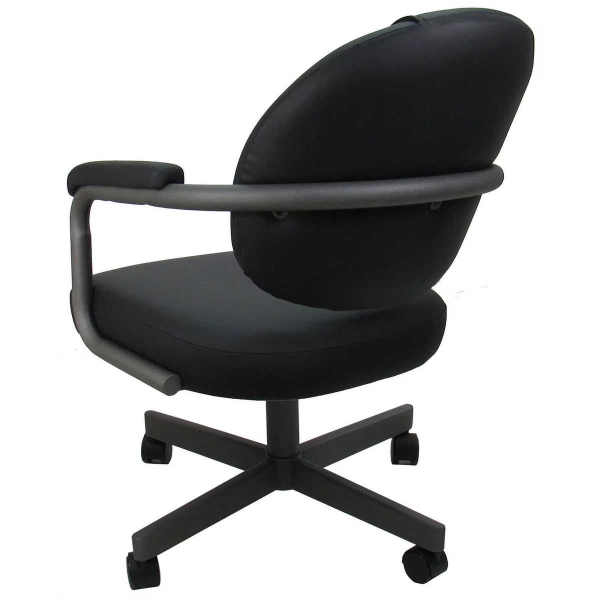 Black Vinyl Swivel Metal Dining Caster Chair S910