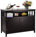 Espresso Wood Kitchen Storage Cabinet Buffet with Adjustable Shelf W491148