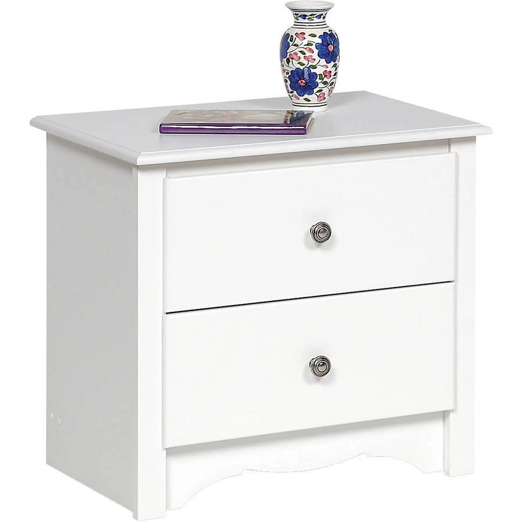 White 2 Drawer Nightstand N218