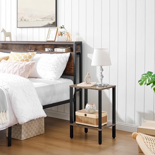 Rustic Brown and Black 2-Tier Narrow Side Table G182