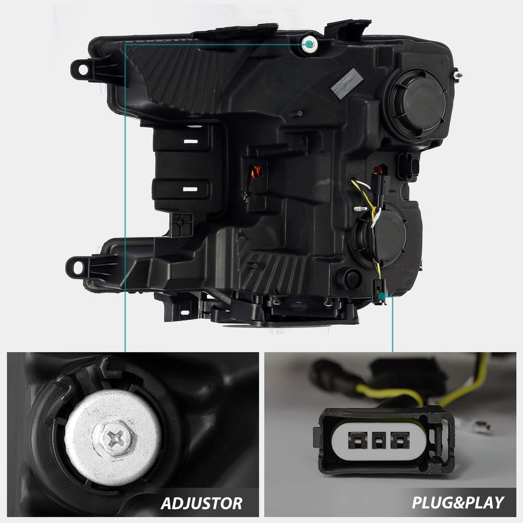 Jet Black LED Tube Dual Projector Headlights S77800
