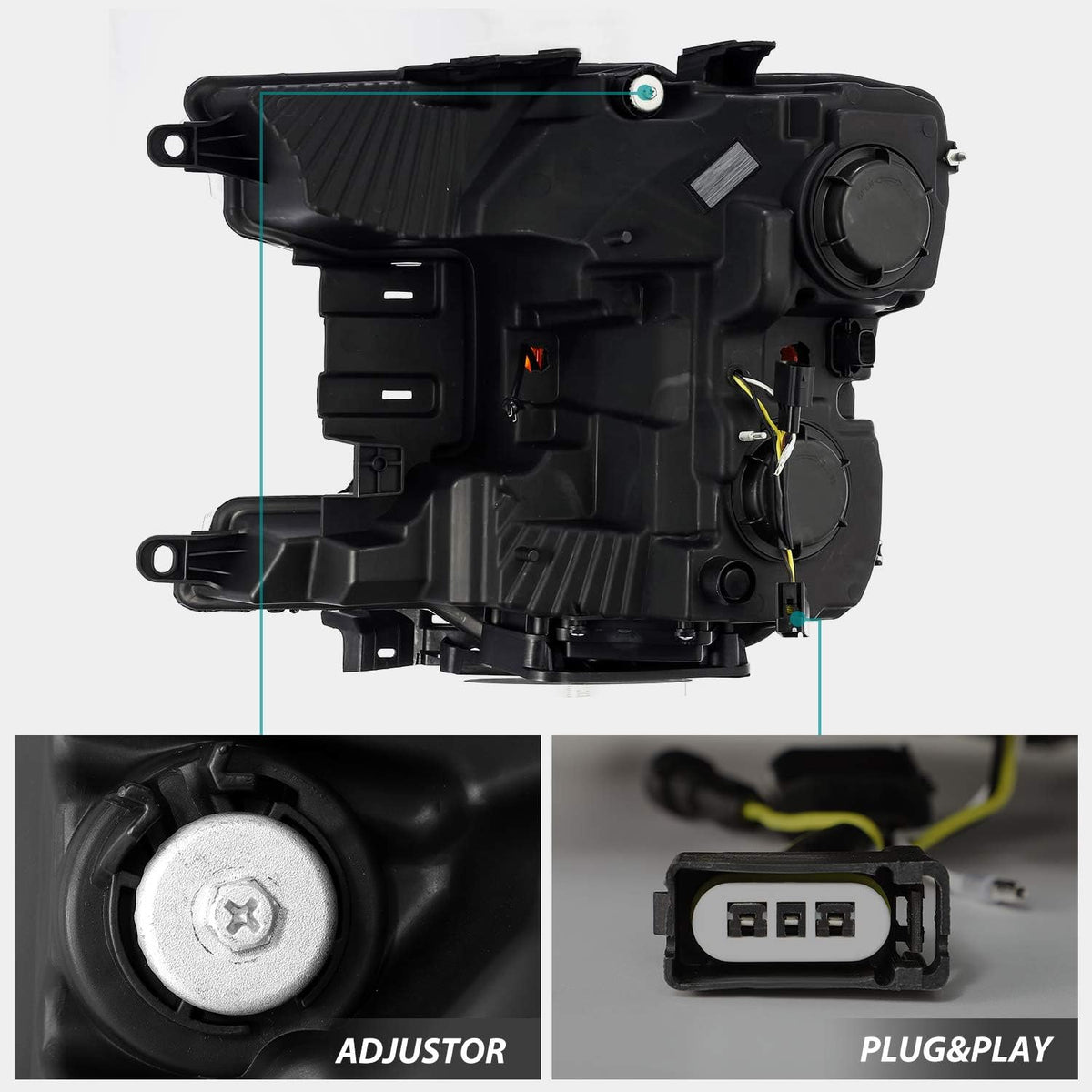 Jet Black LED Tube Dual Projector Headlights S77800
