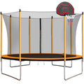 Orange Trampoline with Basketball Hoop and Ladder H51974