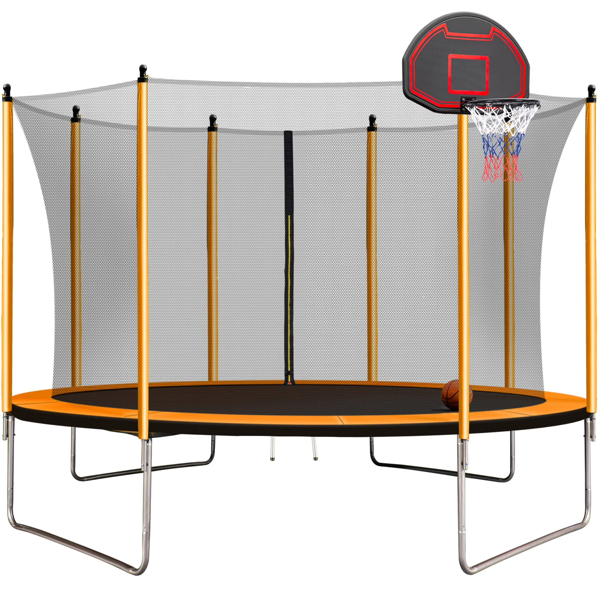 Orange Trampoline with Basketball Hoop and Ladder H51974