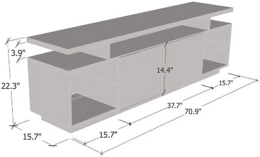 71" High Gloss TV Stand with Cabinets and LED Lights Q186668