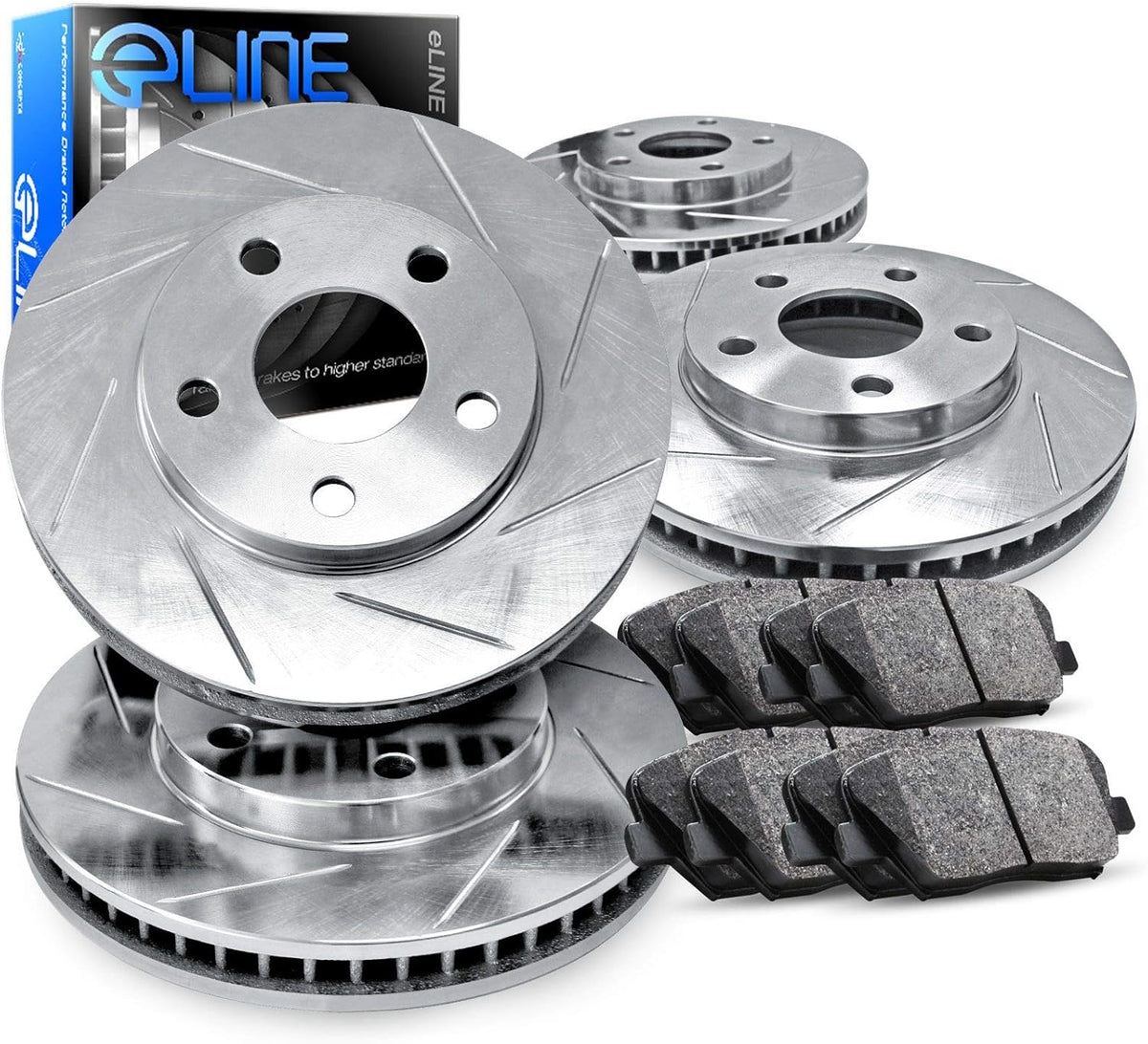 Slotted Brake Rotors Kit & Semi-Met Brake Pads P7580