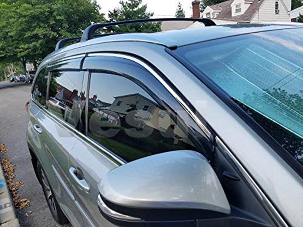 Smoke Gray Polycarbonate Window Wind Deflector with 304 Stainless Steel Trim I66383