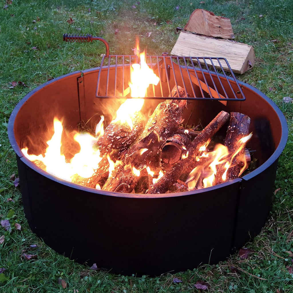36 Inch Heavy Duty Steel Fire Pit with Cooking Grate and Fire Poker Y578