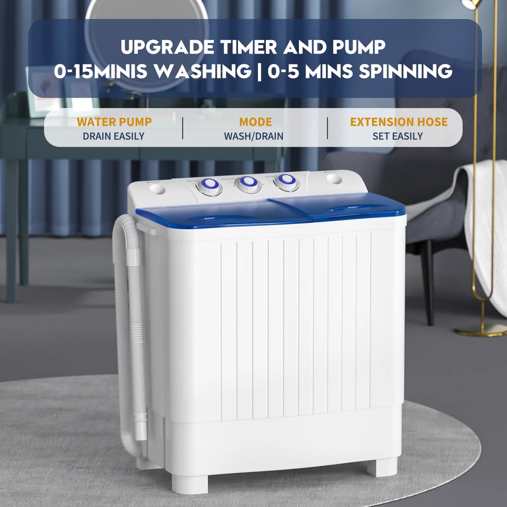 Portable 20lbs Twin Tub Semi-Automatic Washing Machine J96106