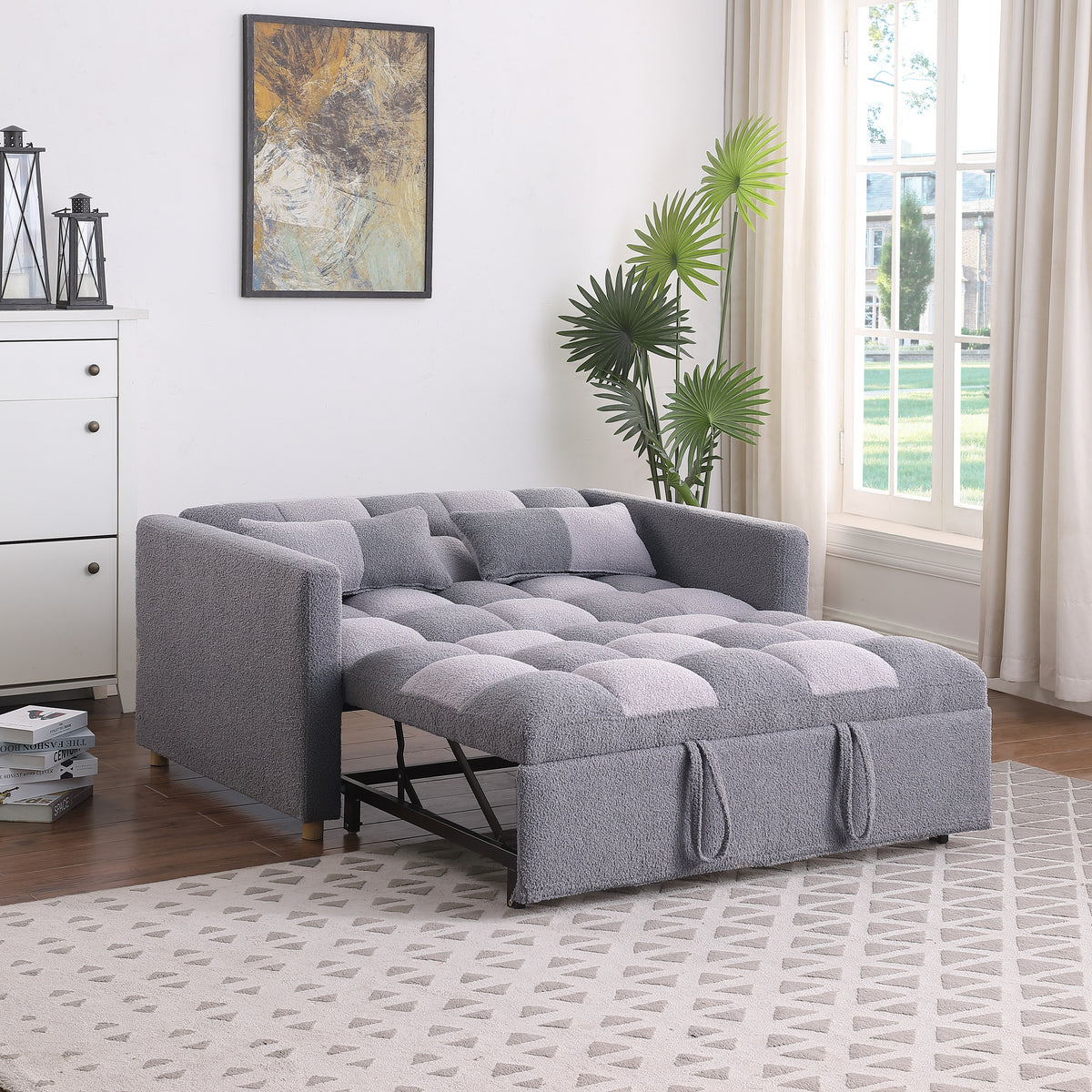 Gray Convertible Sofa Bed Couch K32134