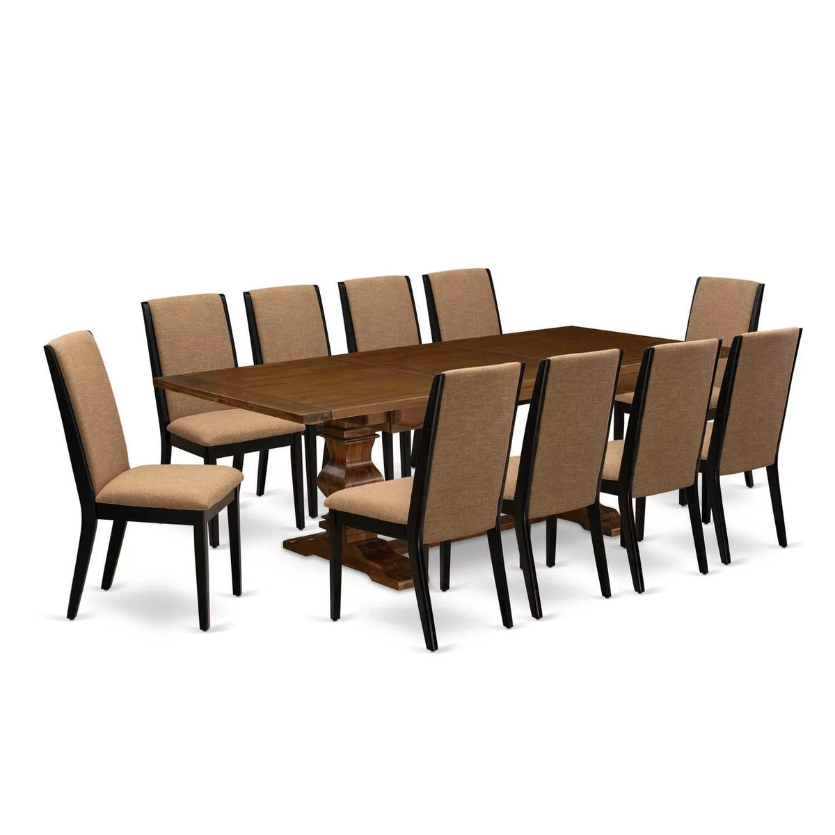 11-Pieces Dining Table Set with 10 Upholstered Chairs P2203