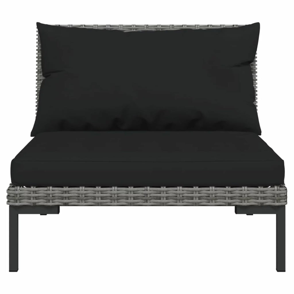 3 Piece Dark Gray Half Round Poly Rattan Patio Sofa Set D882