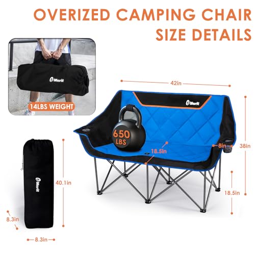 Oversized 2 Person Folding Camping Chair with Padded Seats O328110