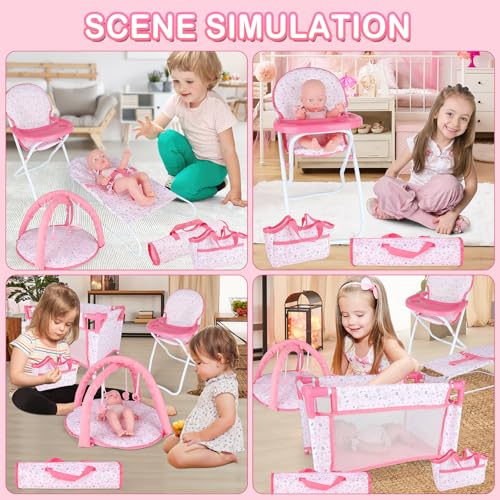 Pink 6 in 1 Baby Doll Playset with Furniture Z30315