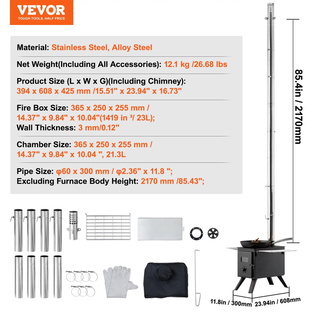 Portable Wood Stove with Pipes X41372