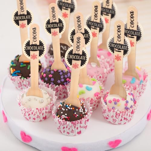 100 Set Christmas Disposable Wooden Spoons 5.5 Inches P652