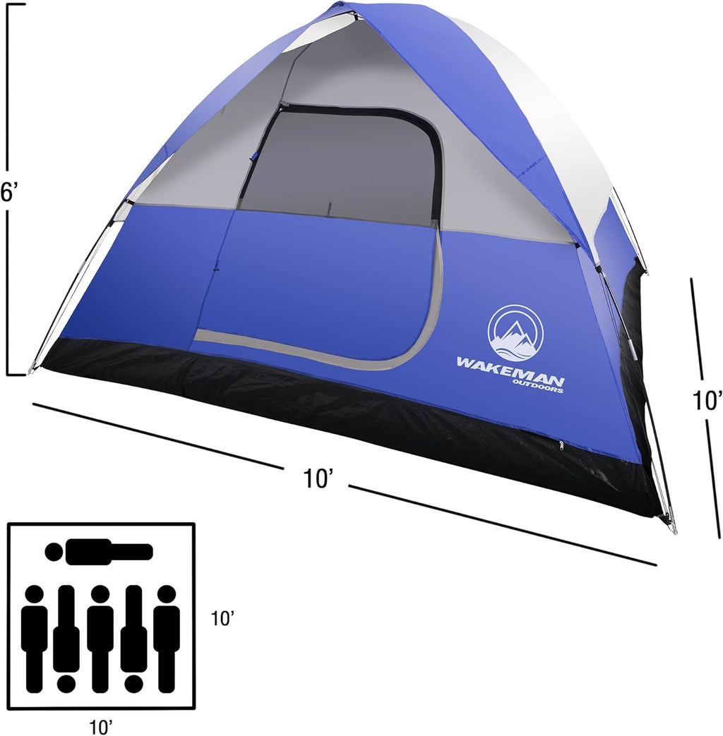 6 Person Water-Resistant Family Tent with Removable Rain Fly and Carrying Bag R1150