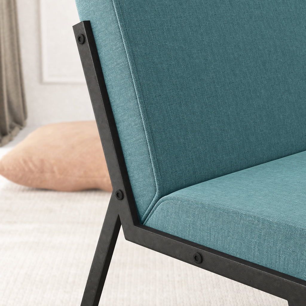 Green Linen Fabric Accent Chair with Ottoman Set V2843