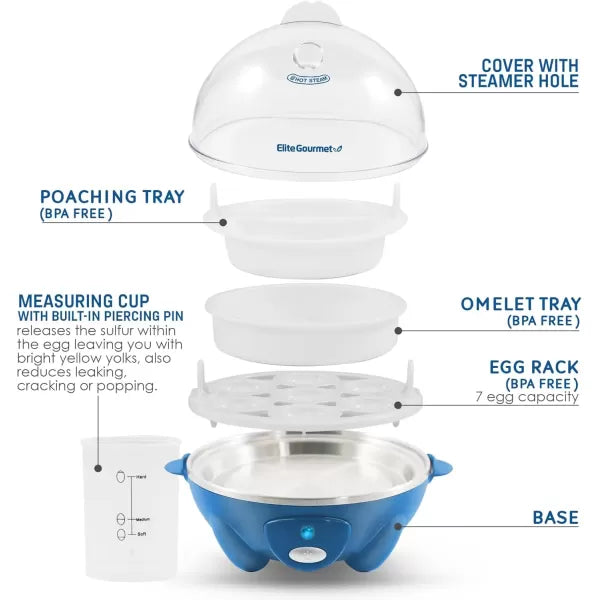 7 Egg Capacity Electric Egg Cooker with Auto Shut-Off G801