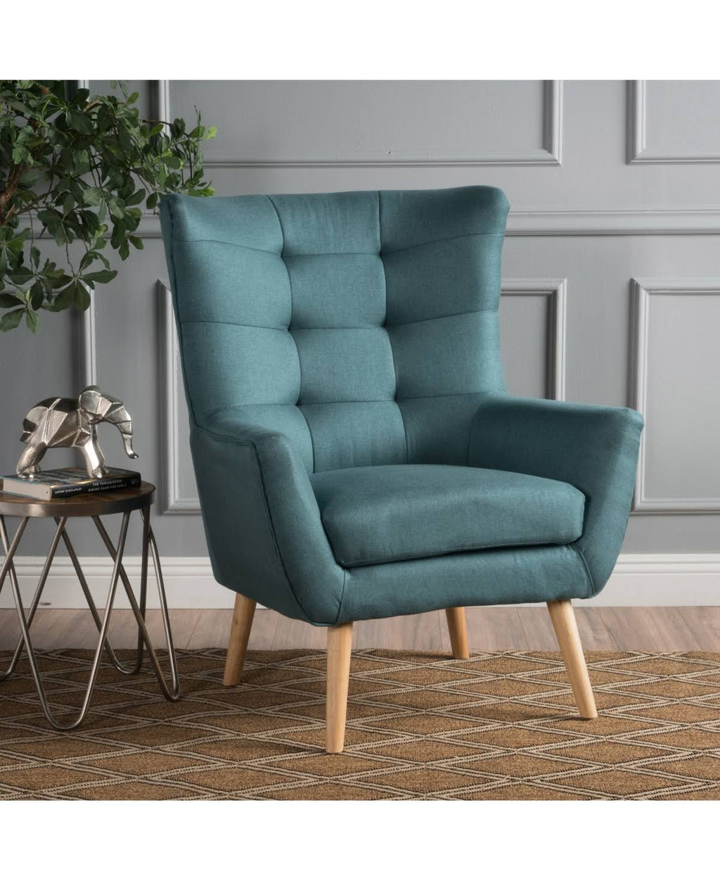 Gray and Brown Tufted Club Chair K49237