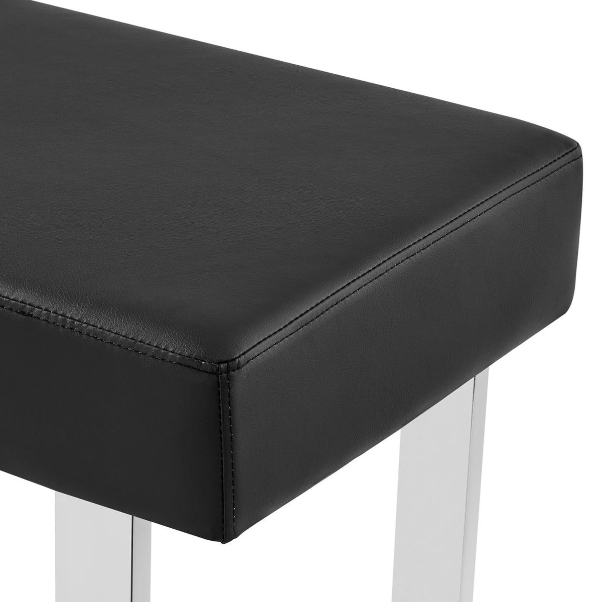 48 Inch Black Leatherette Bench with Metal Frame D55410