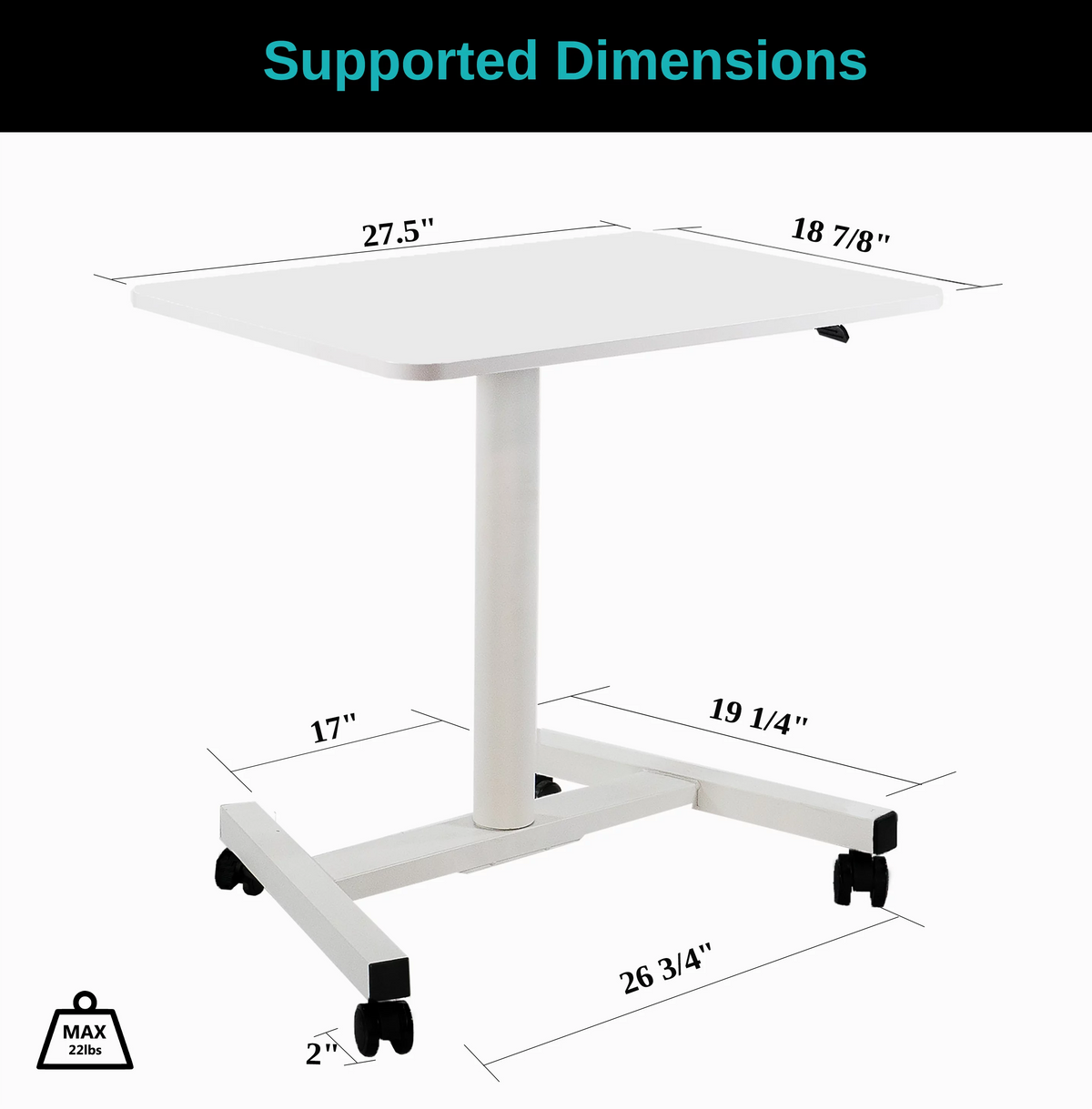 White Adjustable Laptop Desk W336867