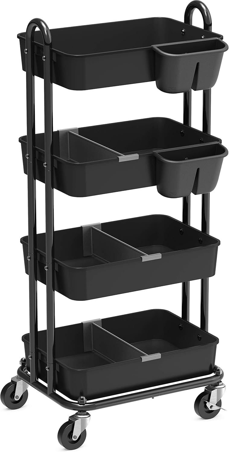 Heavy Duty 4-Tier Rolling Cart, White M108