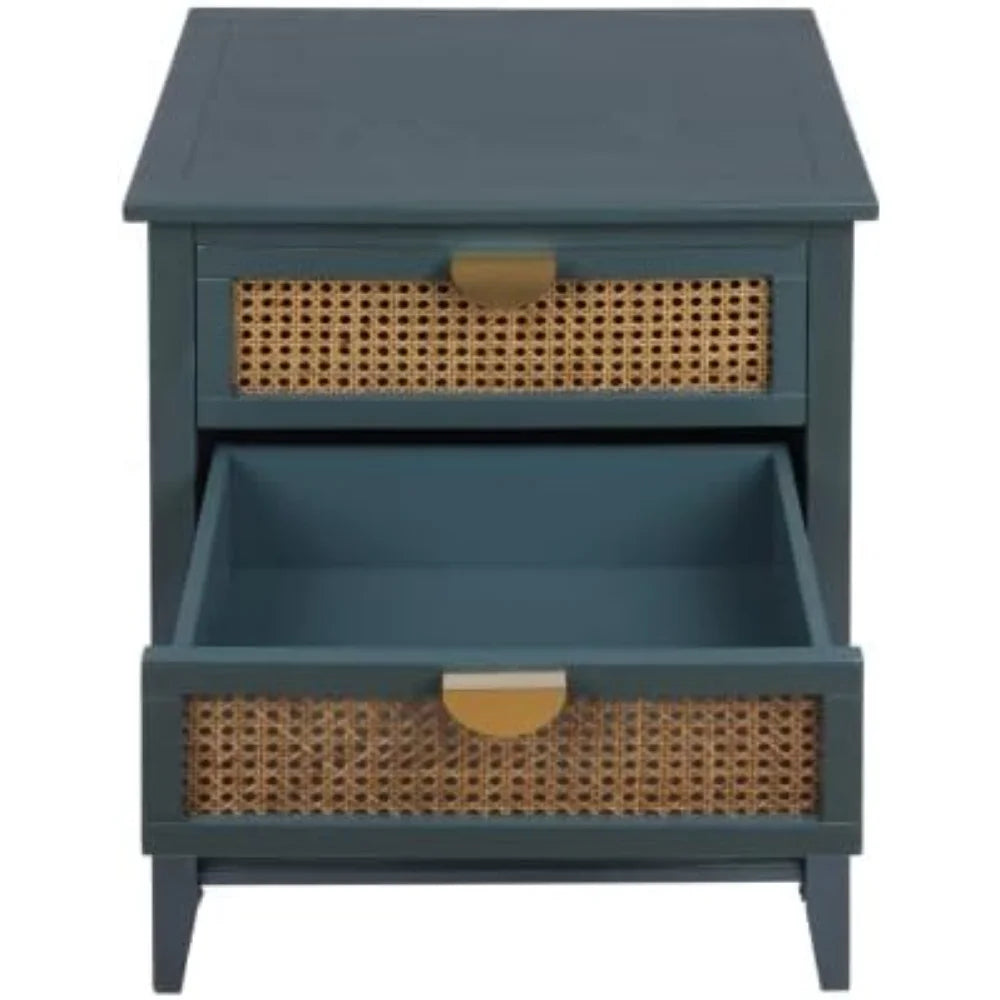 Natural Rattan 2 Drawer Side Table V399055