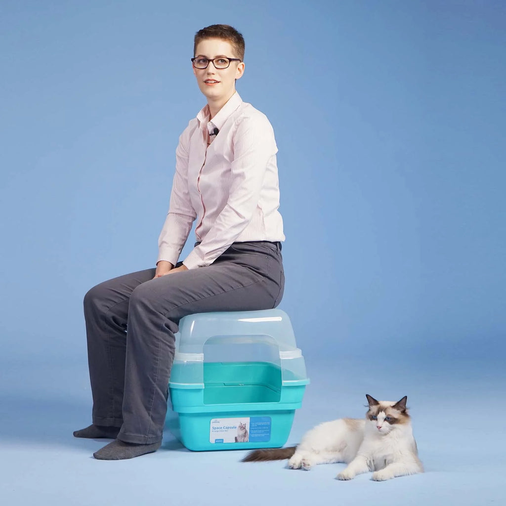 Extra Large Grey Hooded Cat Litter Box Y67021