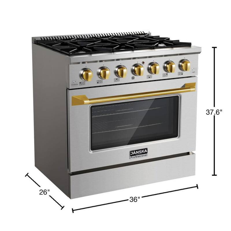 6-Burners Gas Range with Convection Oven and Griddle in Stainless Steel S3484